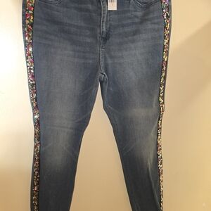 New York & Company Blue Jeans with Colorful Sequin Trim